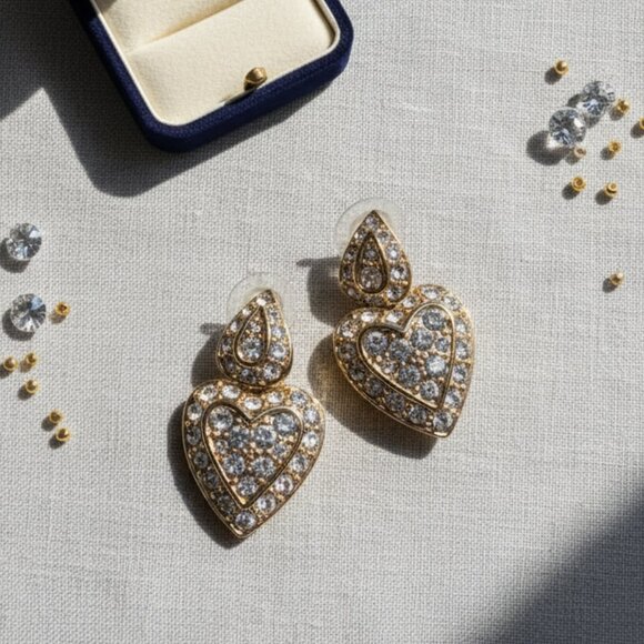 NWOT 2 in 1 convertible Nolan Miller Heart Earrings - Picture 1 of 7